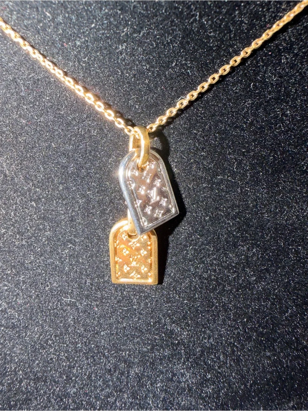 Louis Vuitton Two-Tone Nanogram Necklace-EXCELLENT CONDITION